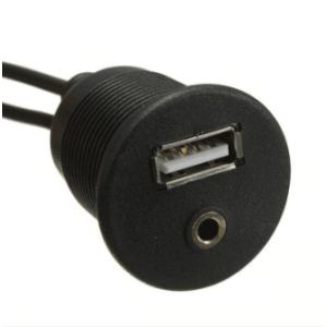 1M DC 3.5MF USB 2.0 AM/AF USB Audio Waterproof Lead Panel Cable For Motorcycle Car Dash Board